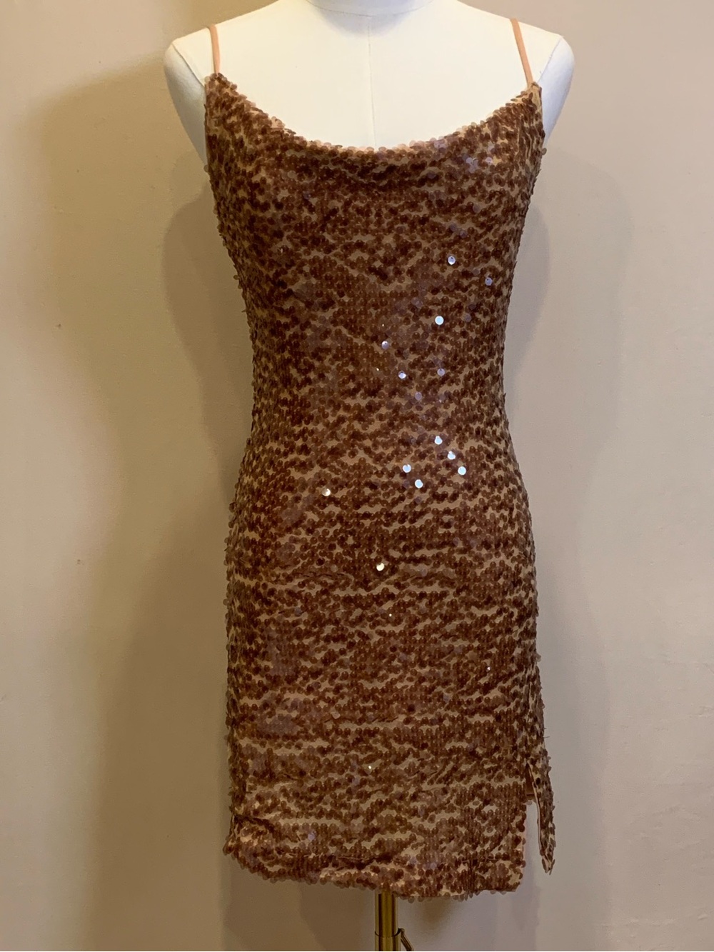 ASTR The Label Rose Gold Sequin Mini Dress XS